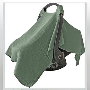 Mozah Baby Car Seat Cover Muslin Roman Green Organic Infant Cover